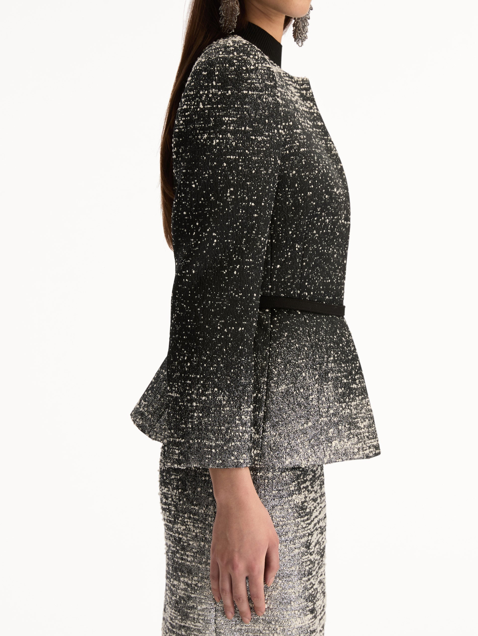 Ombré Lurex Bouclé Jacquard Jacket Black/ivory / Oscar de la Renta