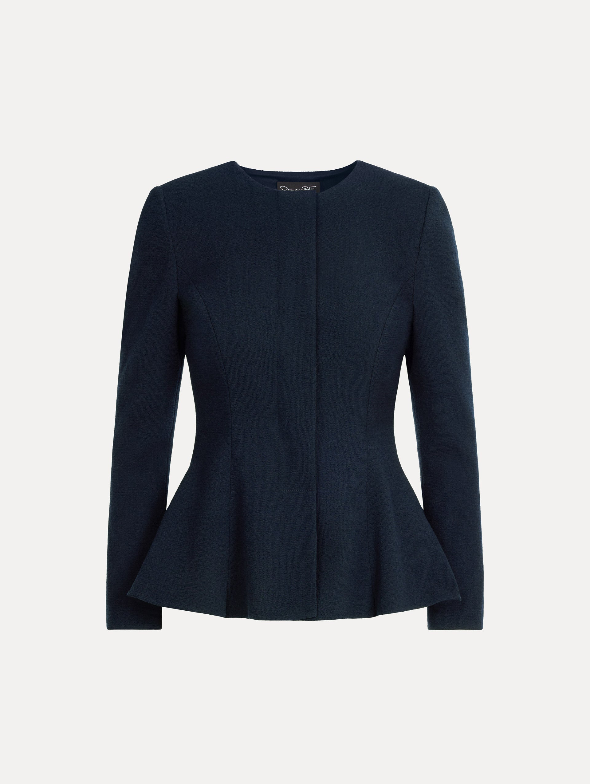 Peplum Wool-Blend Jacket Navy / Oscar de la Renta