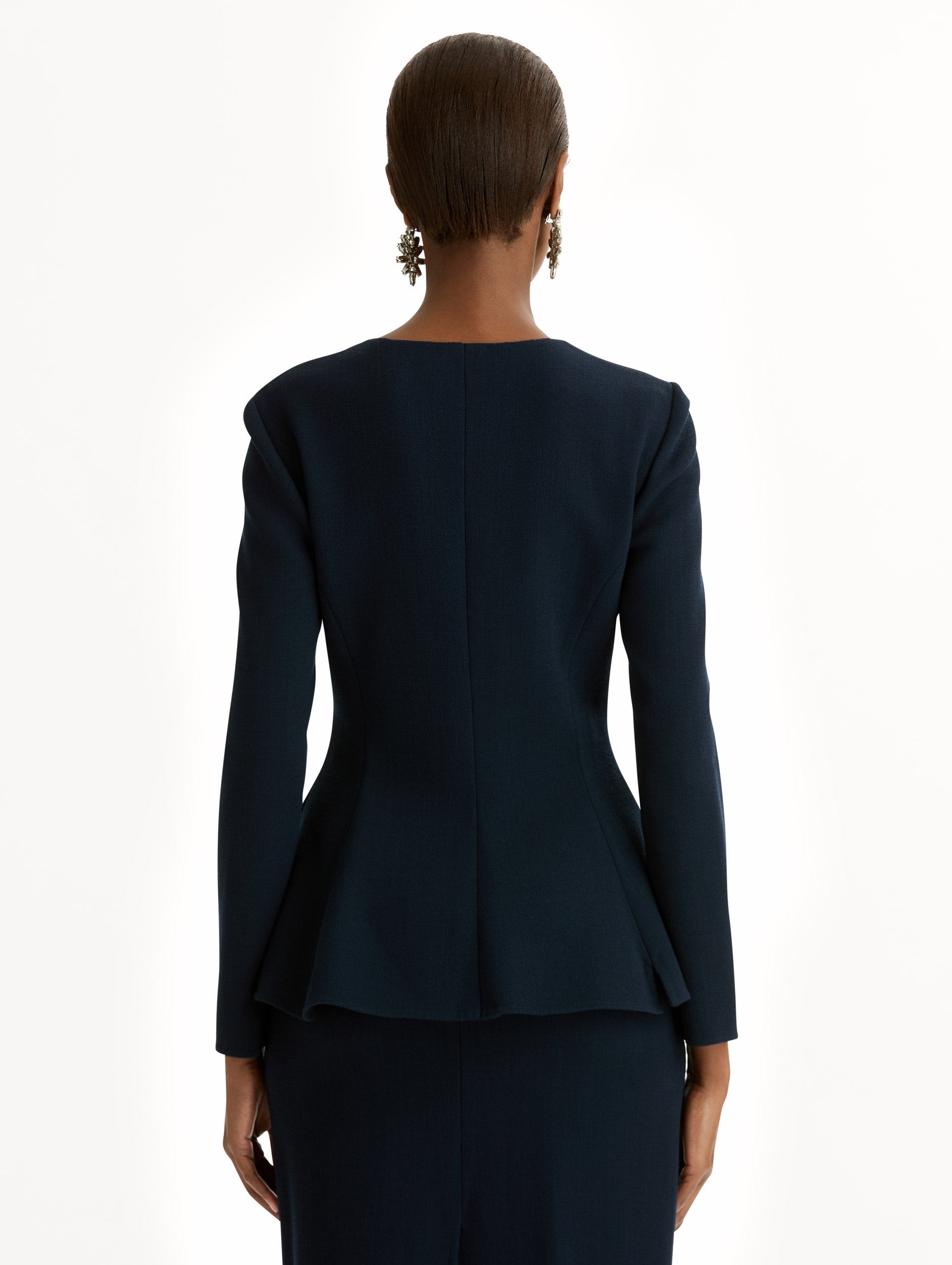 Peplum Wool-Blend Jacket Navy / Oscar de la Renta