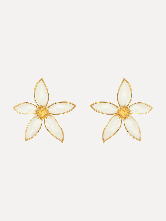 Orange Blossom Clip-On Earrings White / Oscar de la Renta