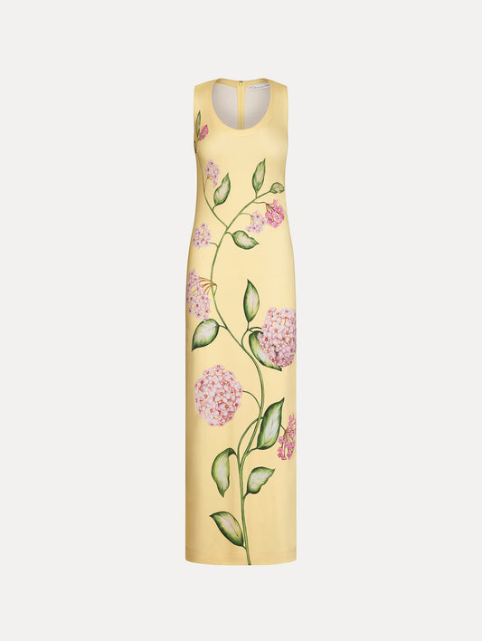 Porcelain Flower Jersey Dress Pink/butter / Oscar de la Renta