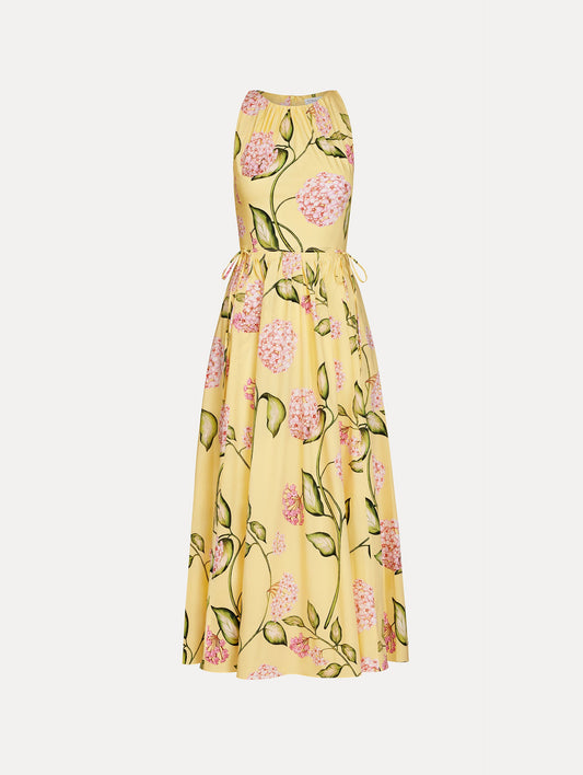 Porcelain Flower Cotton Poplin Pleated Dress Pink/butter / Oscar de la Renta