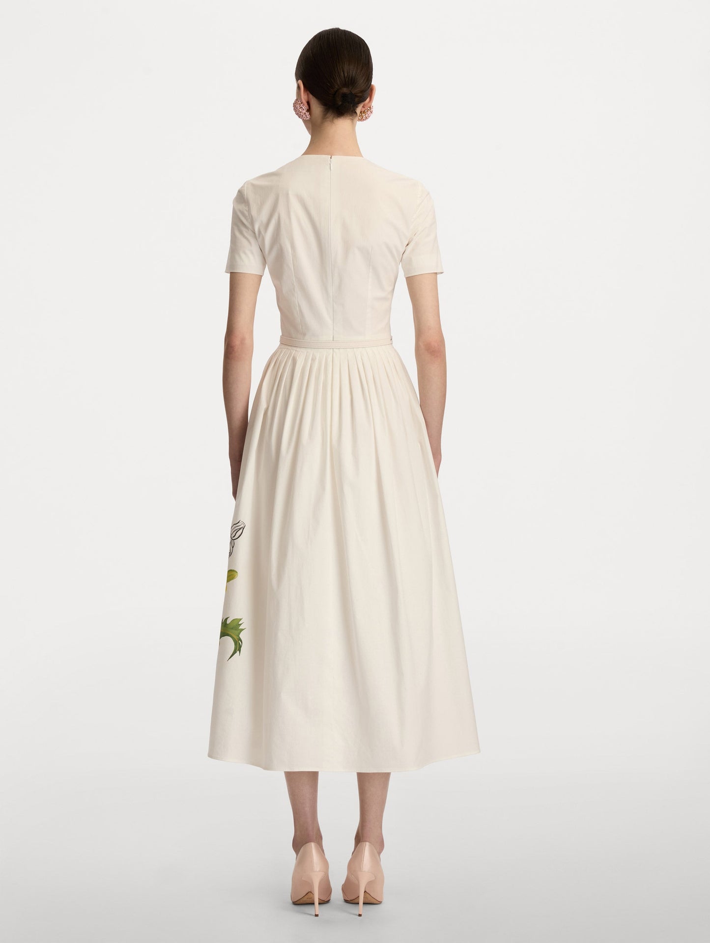 Foxglove Sketch Cotton Poplin Dress White multi / Oscar de la Renta