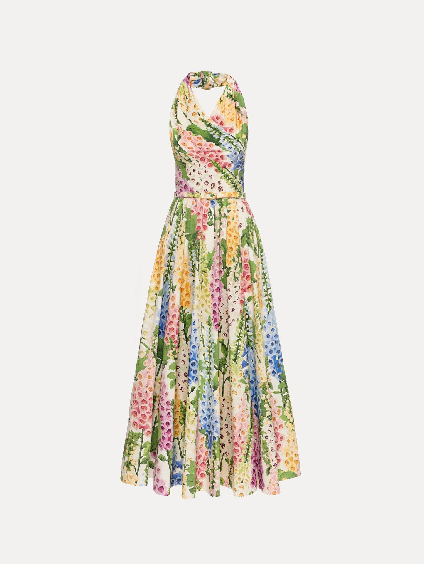Foxglove Cotton Poplin Halter Dress White multi / Oscar de la Renta
