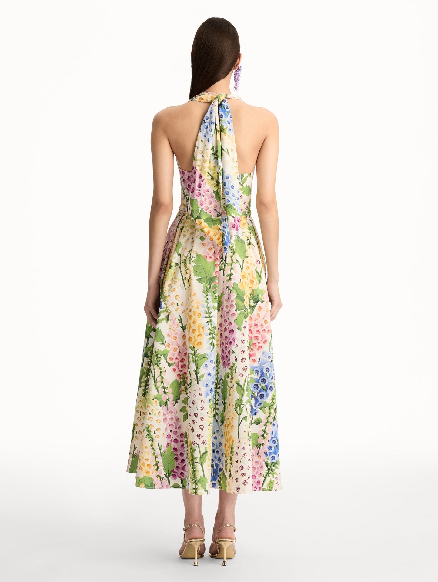 Foxglove Cotton Poplin Halter Dress White multi / Oscar de la Renta