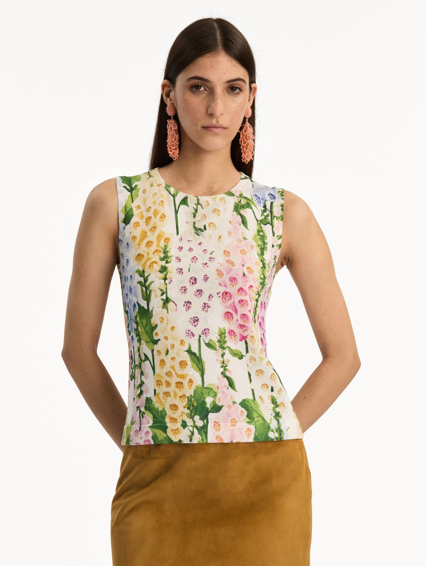 Foxglove Printed Tank White multi / Oscar de la Renta