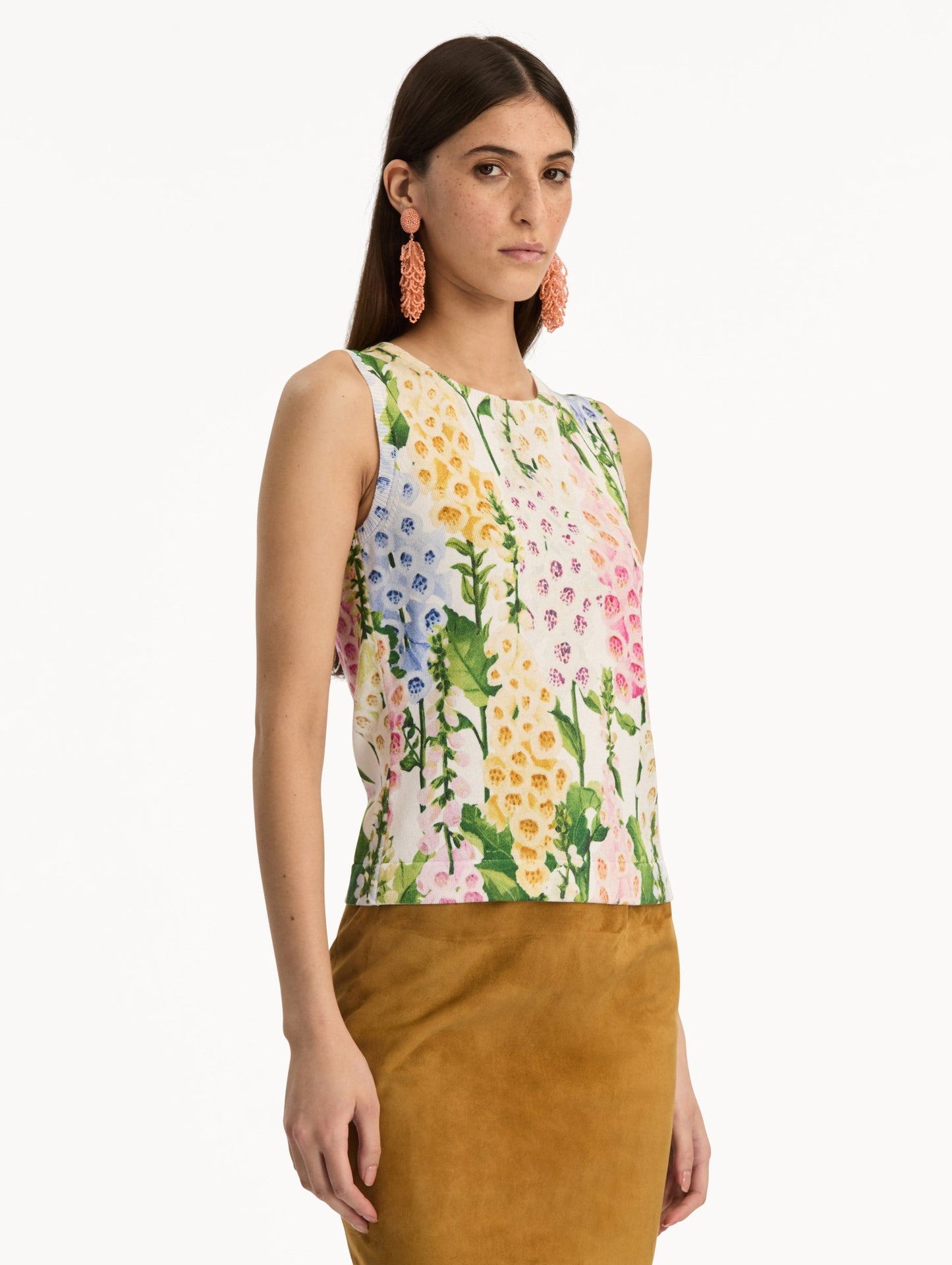 Foxglove Printed Tank White multi / Oscar de la Renta