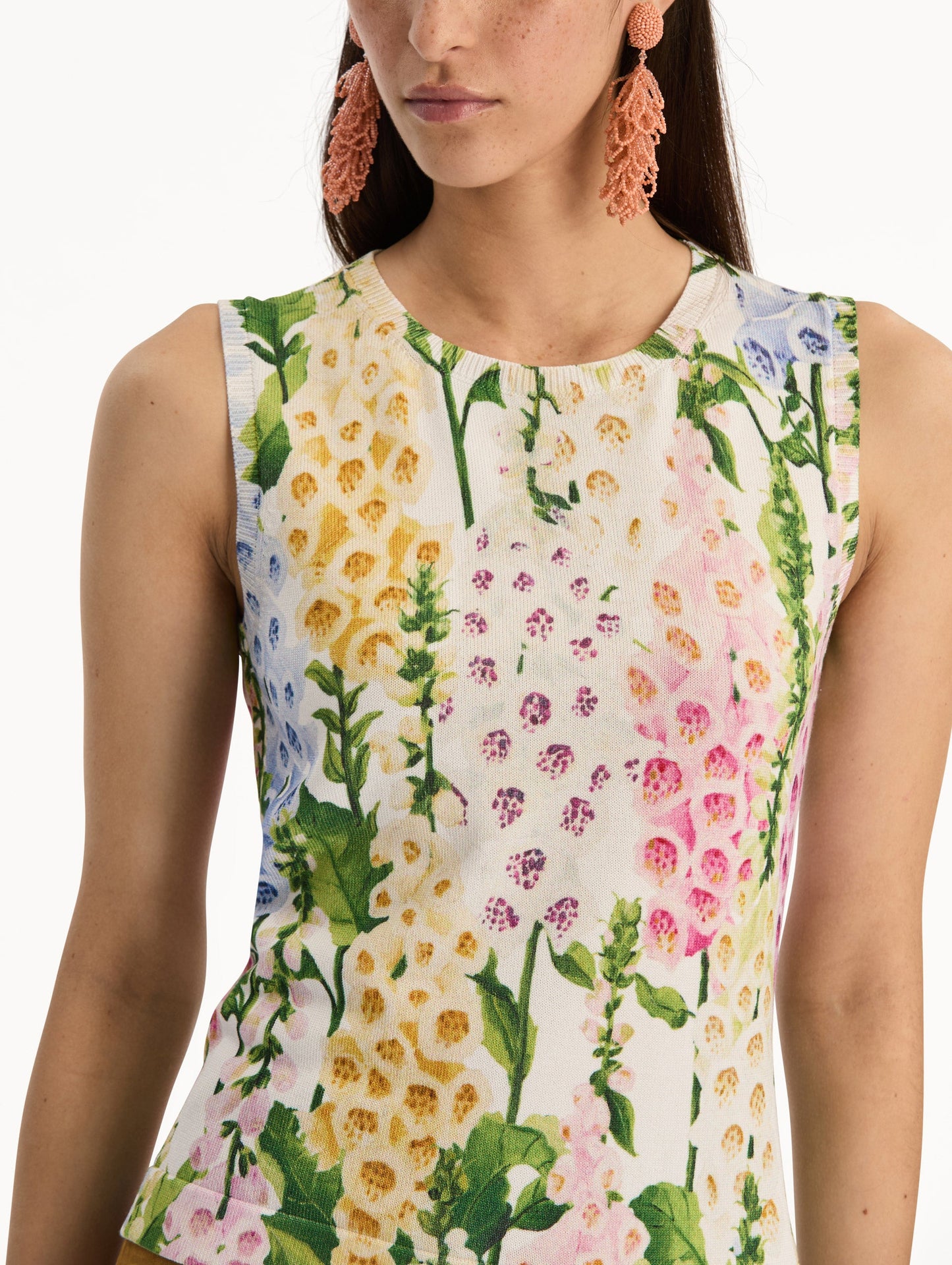 Foxglove Printed Tank White multi / Oscar de la Renta