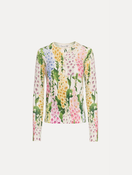 Foxglove Printed Cardigan White multi / Oscar de la Renta