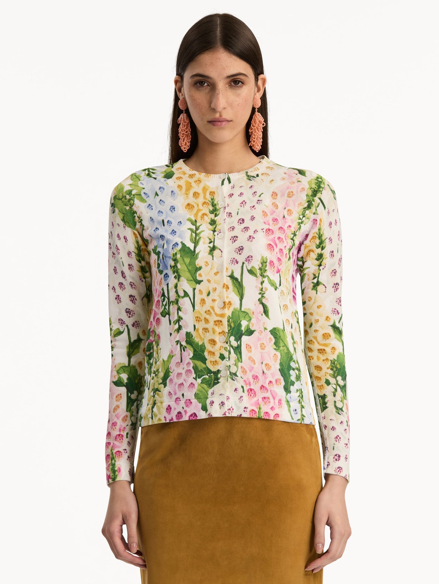 Foxglove Printed Cardigan White multi / Oscar de la Renta