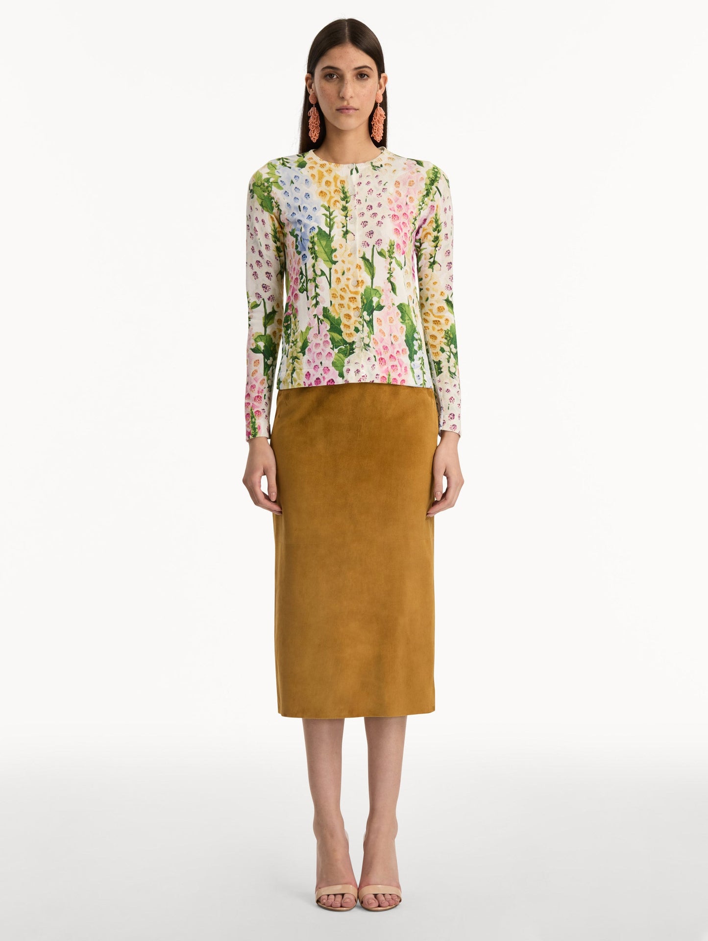 Foxglove Printed Cardigan White multi / Oscar de la Renta