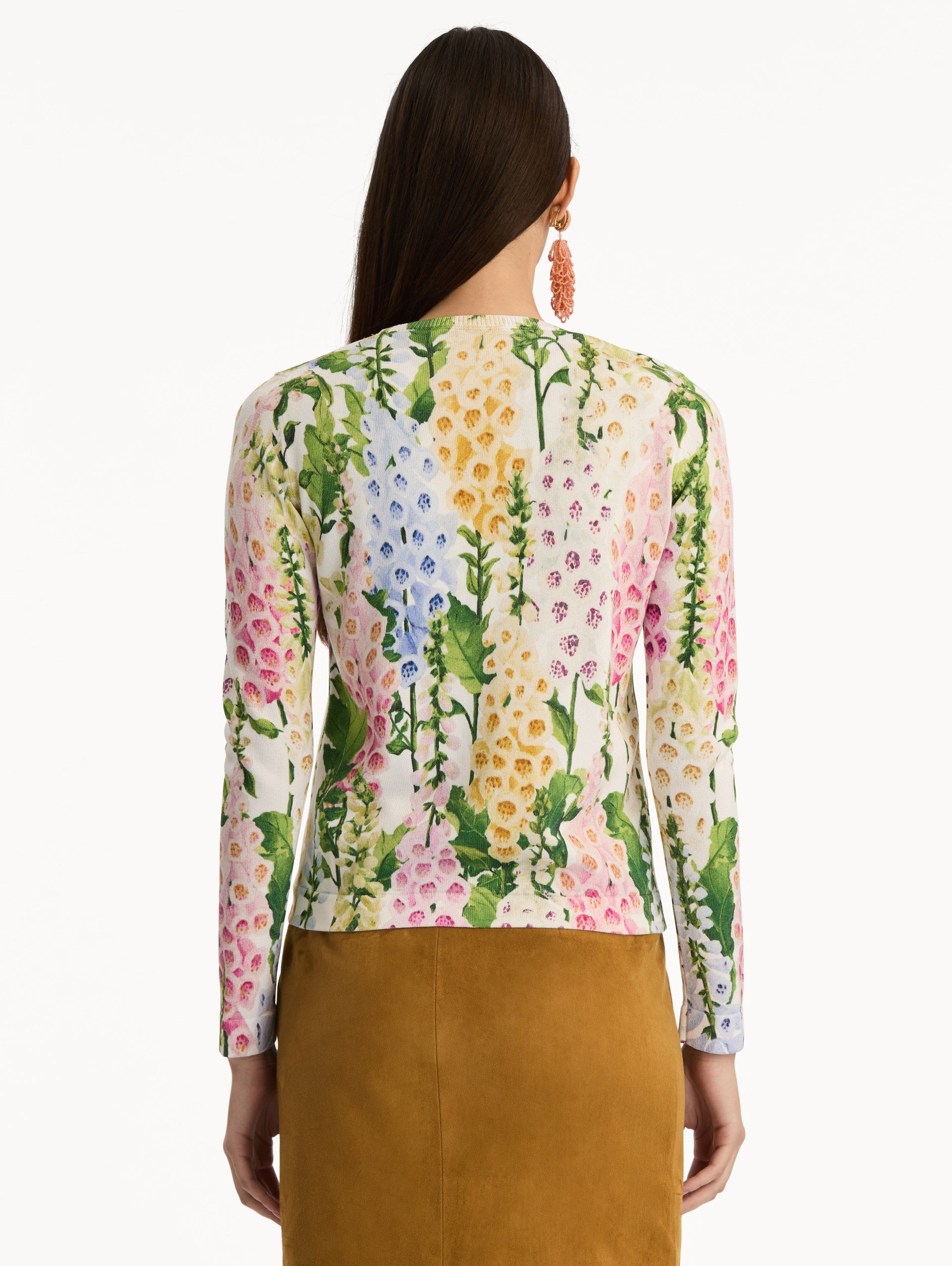 Foxglove Printed Cardigan White multi / Oscar de la Renta