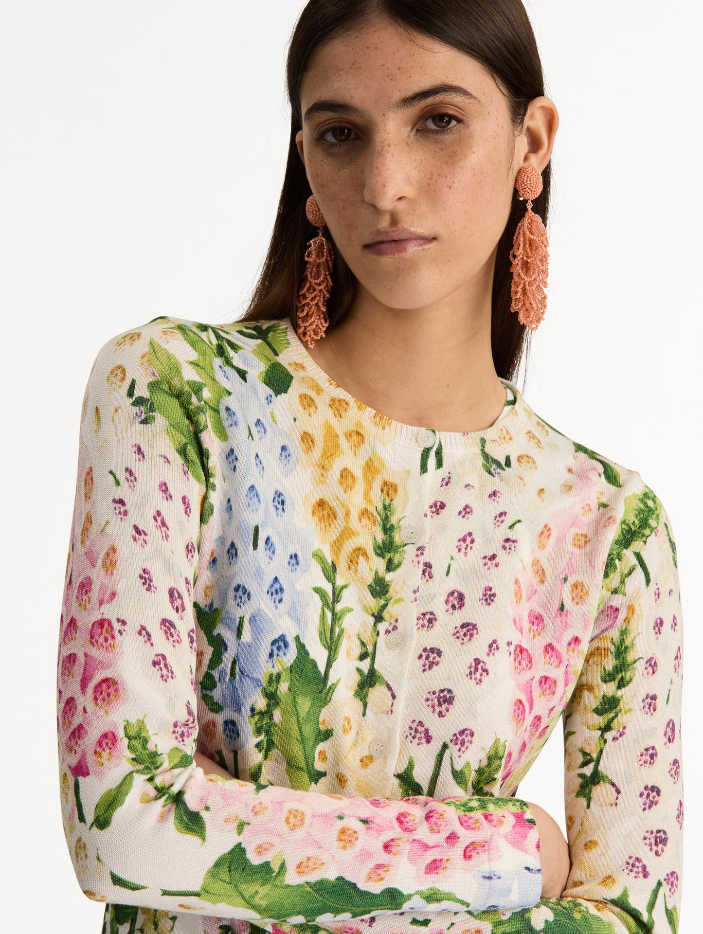 Foxglove Printed Cardigan White multi / Oscar de la Renta