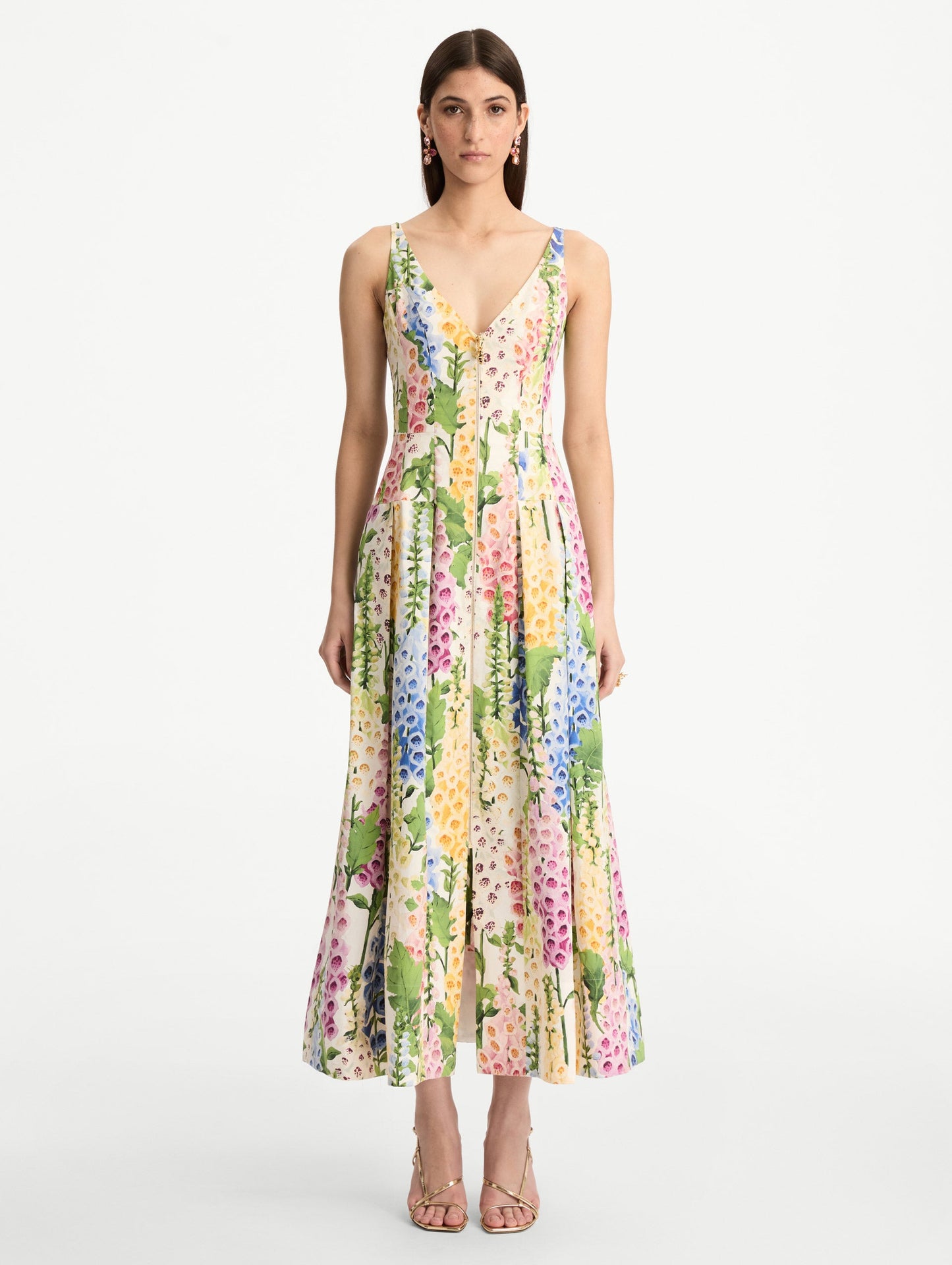 Foxglove Cotton Poplin Dress White multi / Oscar de la Renta