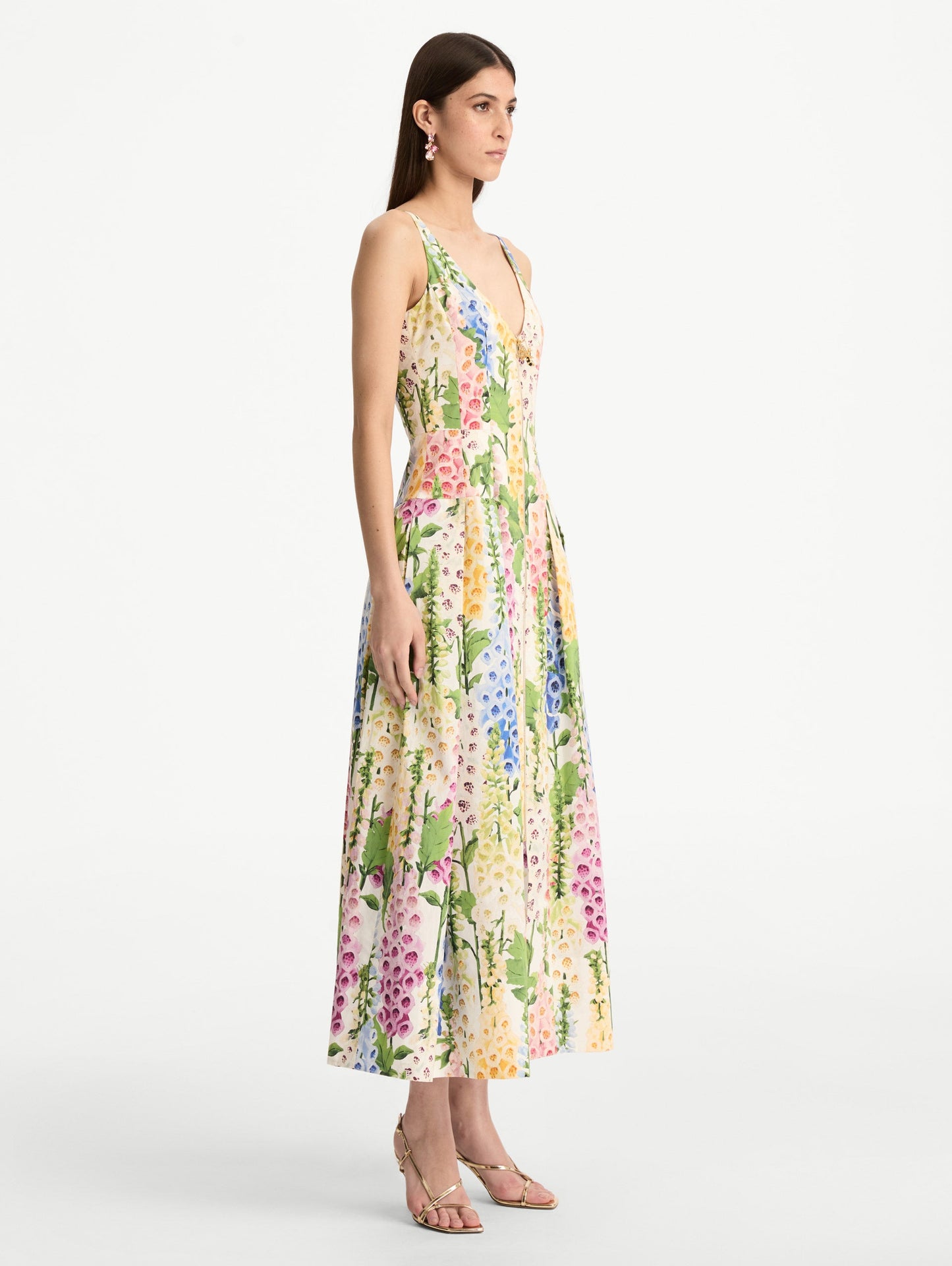 Foxglove Cotton Poplin Dress White multi / Oscar de la Renta