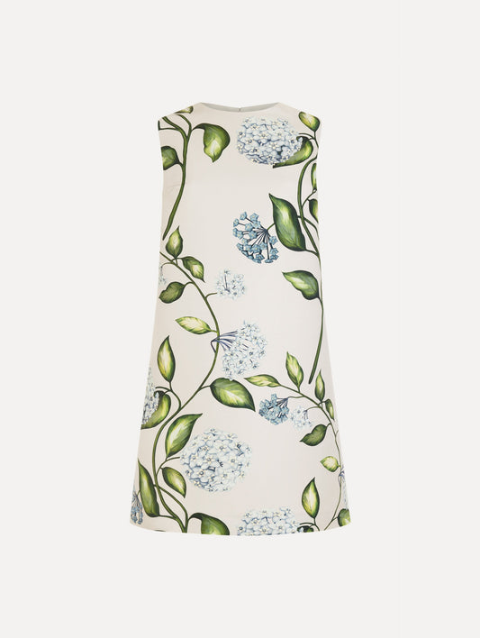 Porcelain Flower Faille Shift Dress Denim/oatmeal / Oscar de la Renta
