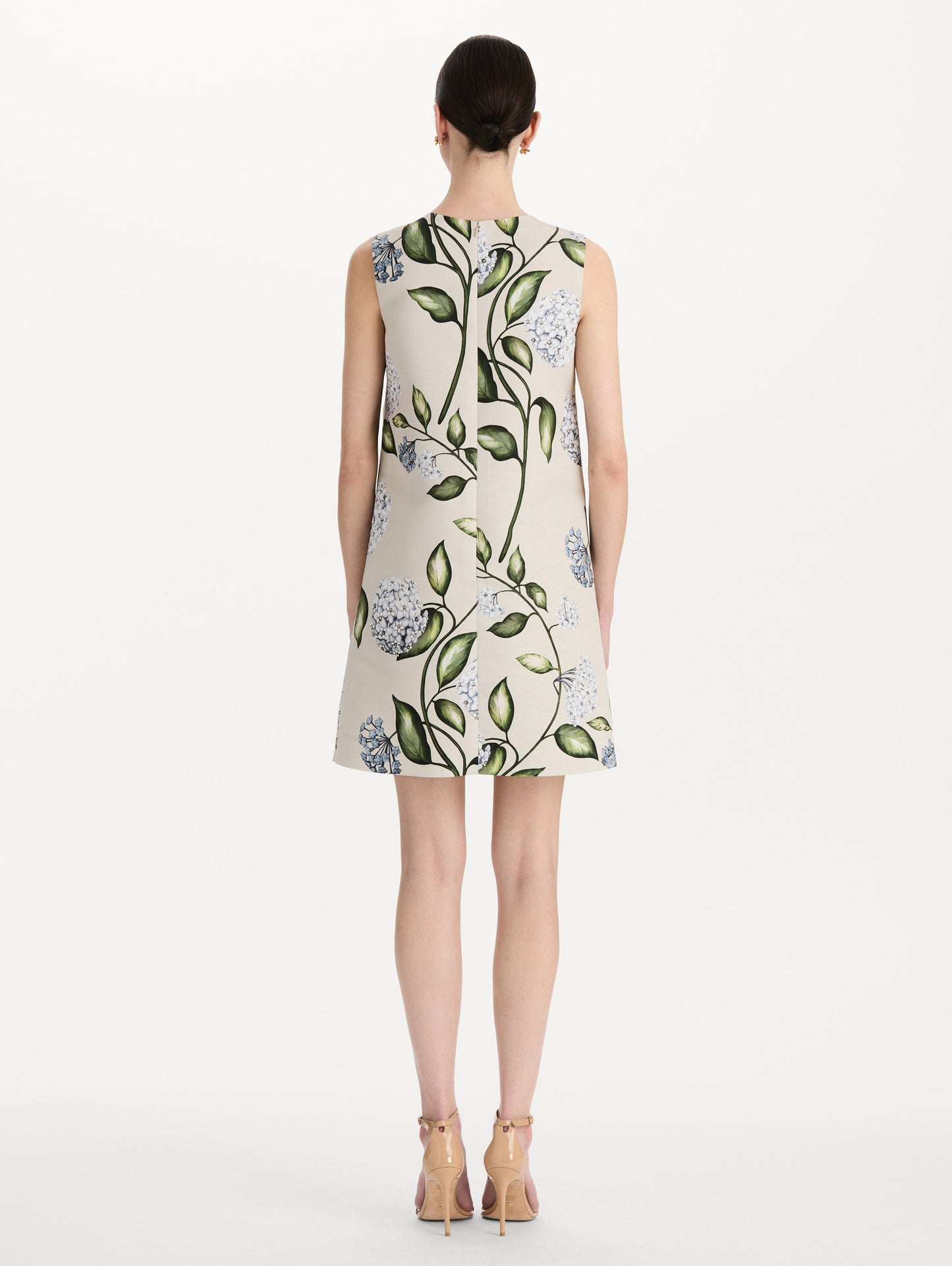 Porcelain Flower Faille Shift Dress Denim/oatmeal / Oscar de la Renta