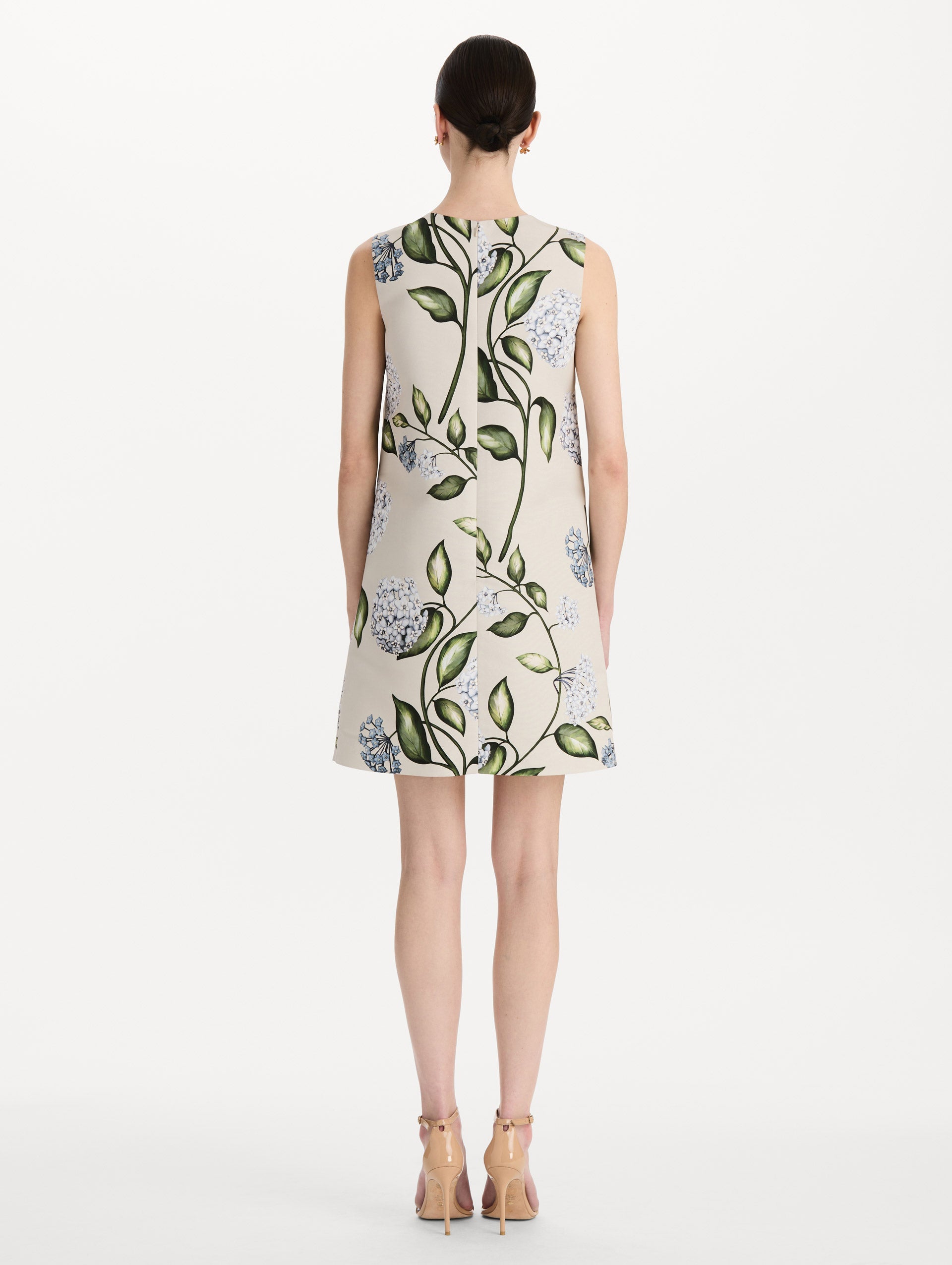 Porcelain Flower Faille Shift Dress Denim/oatmeal / Oscar de la Renta