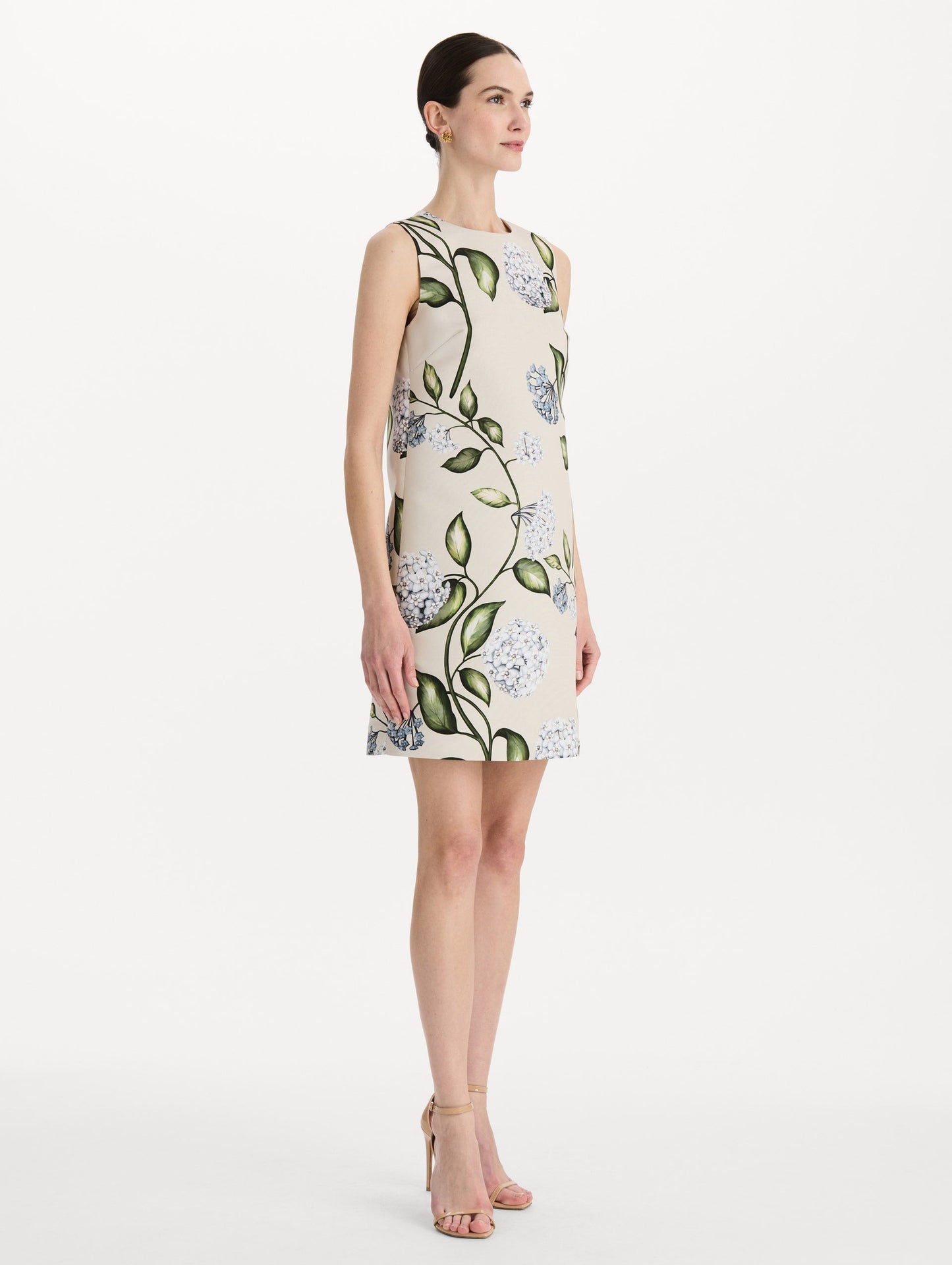 Porcelain Flower Faille Shift Dress Denim/oatmeal / Oscar de la Renta
