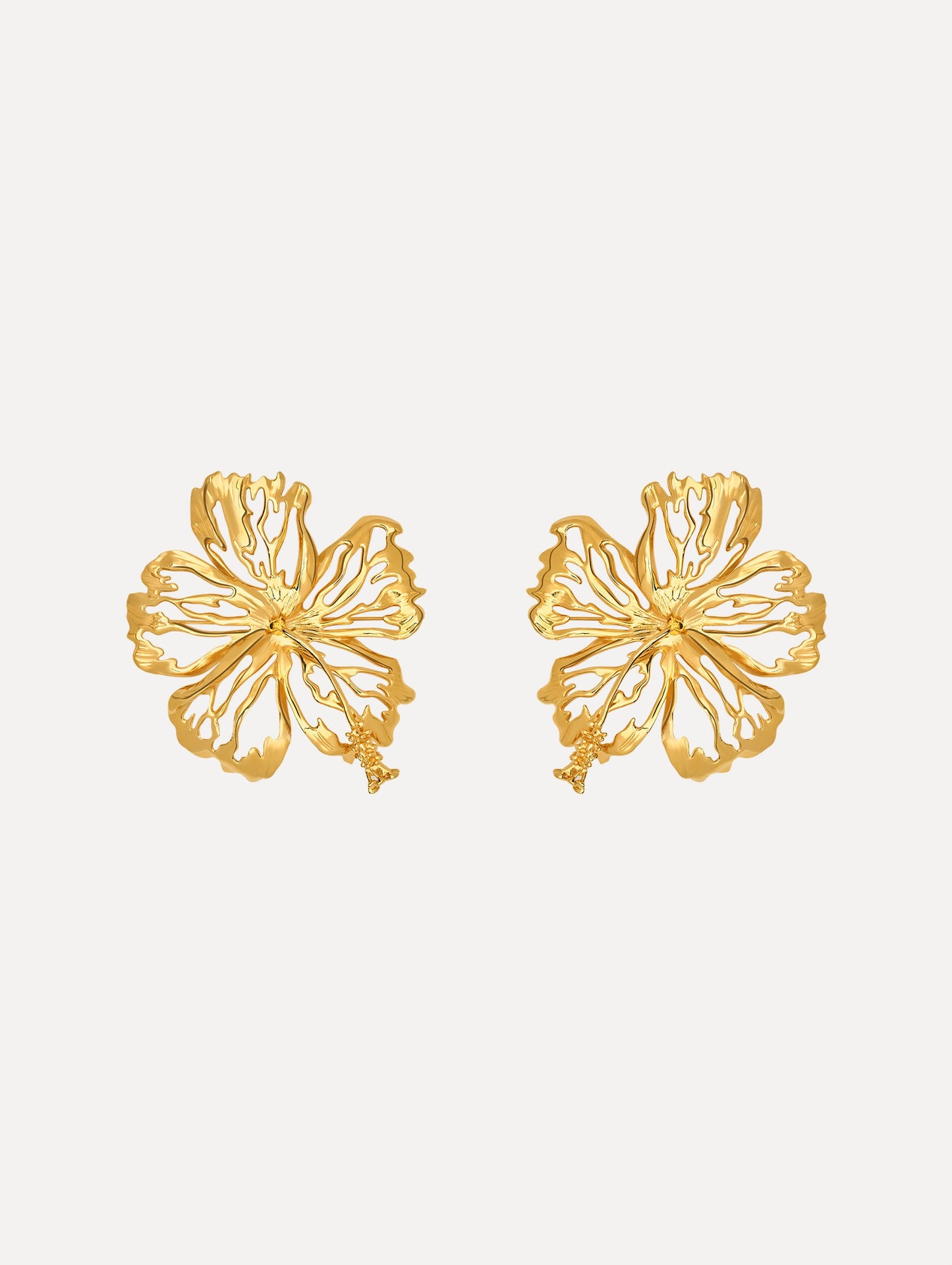 Openwork Hibiscus Earrings Gold / Oscar de la Renta