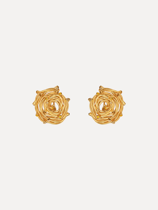 Rhinestone Nest Earrings Topaz / Oscar de la Renta