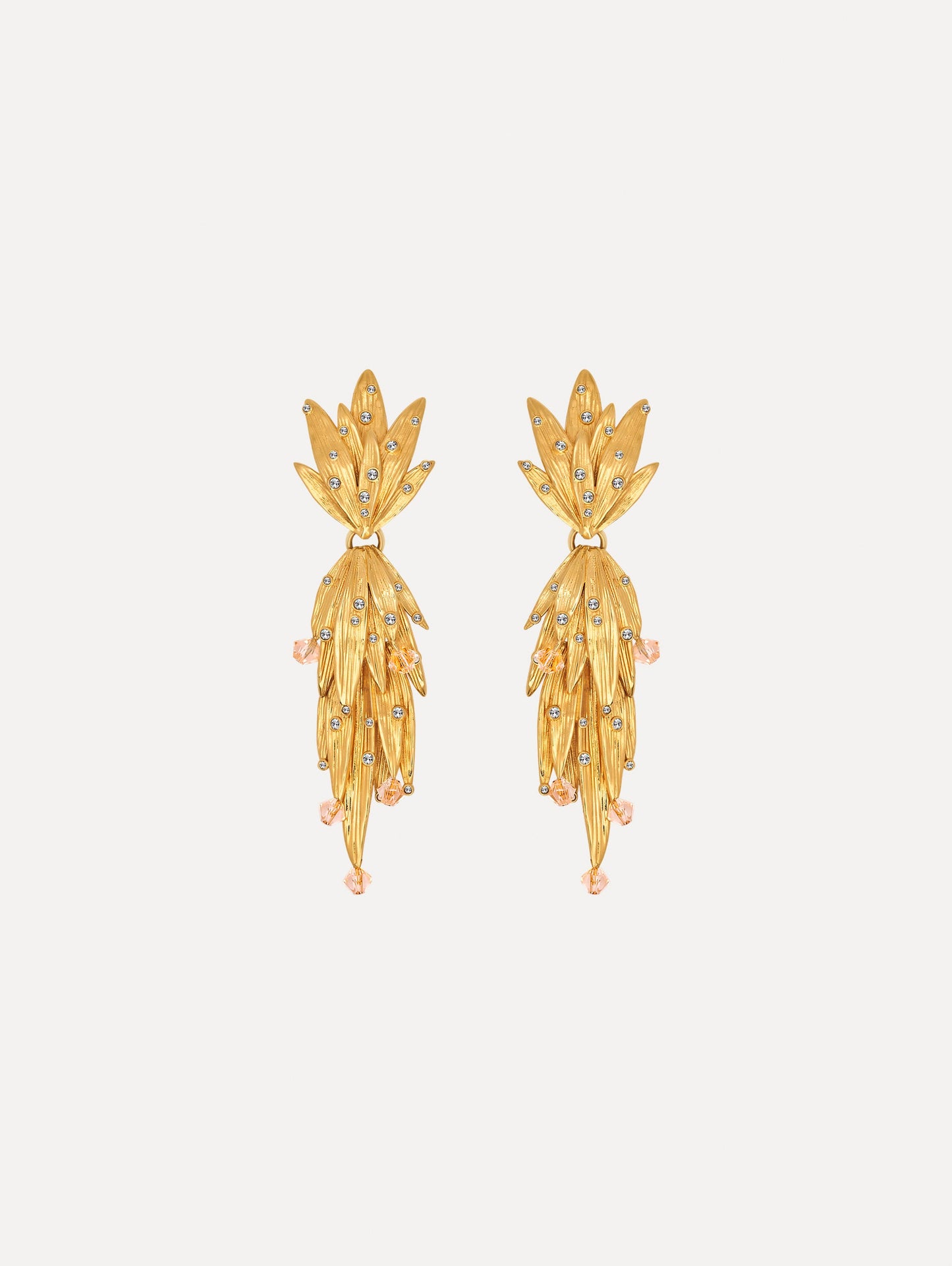 Palm Leaf Earrings Crystal / Oscar de la Renta