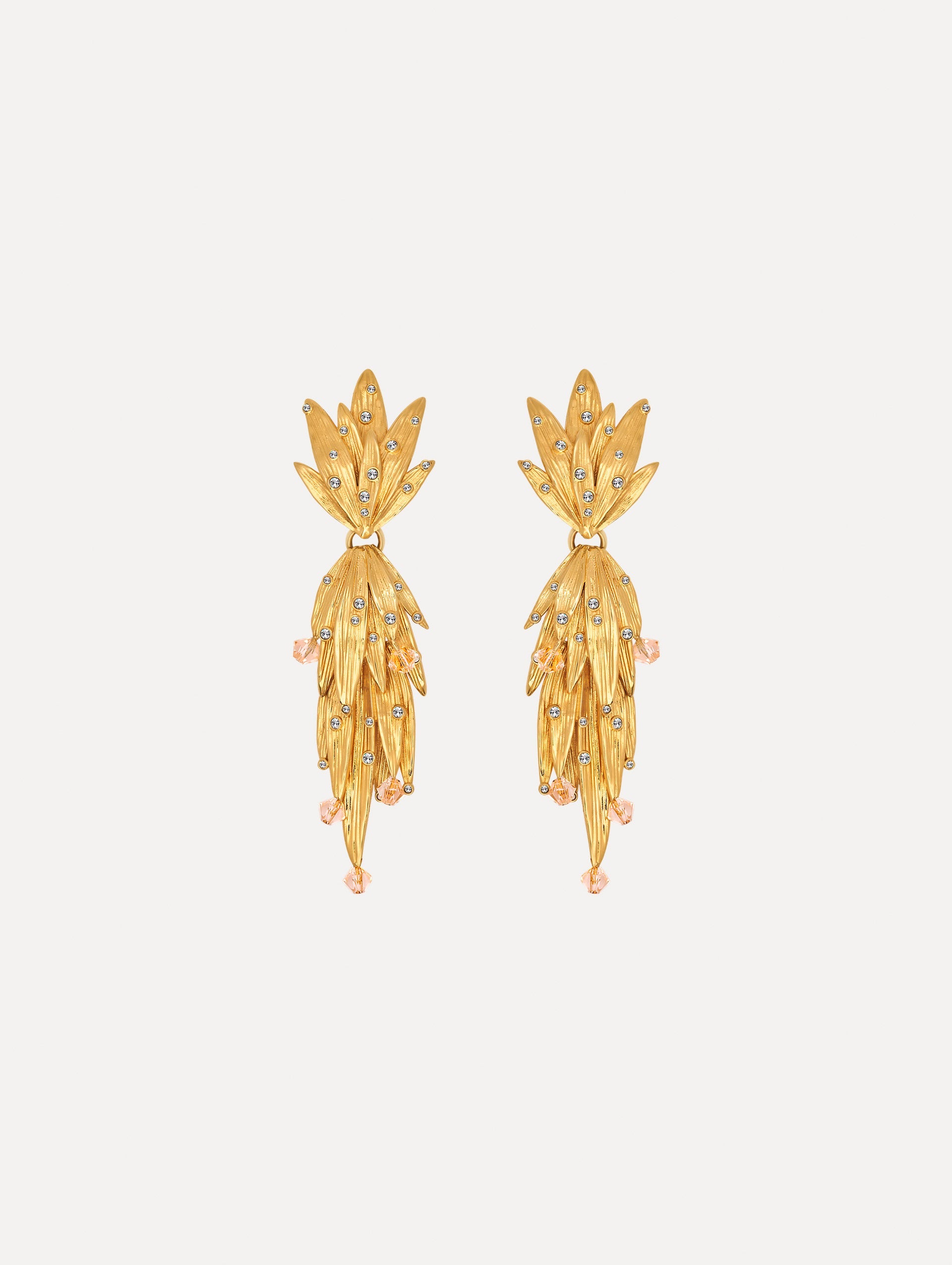 Palm Leaf Earrings Crystal / Oscar de la Renta