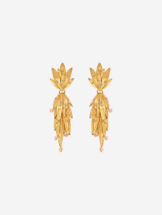 Palm Leaf Earrings Crystal / Oscar de la Renta