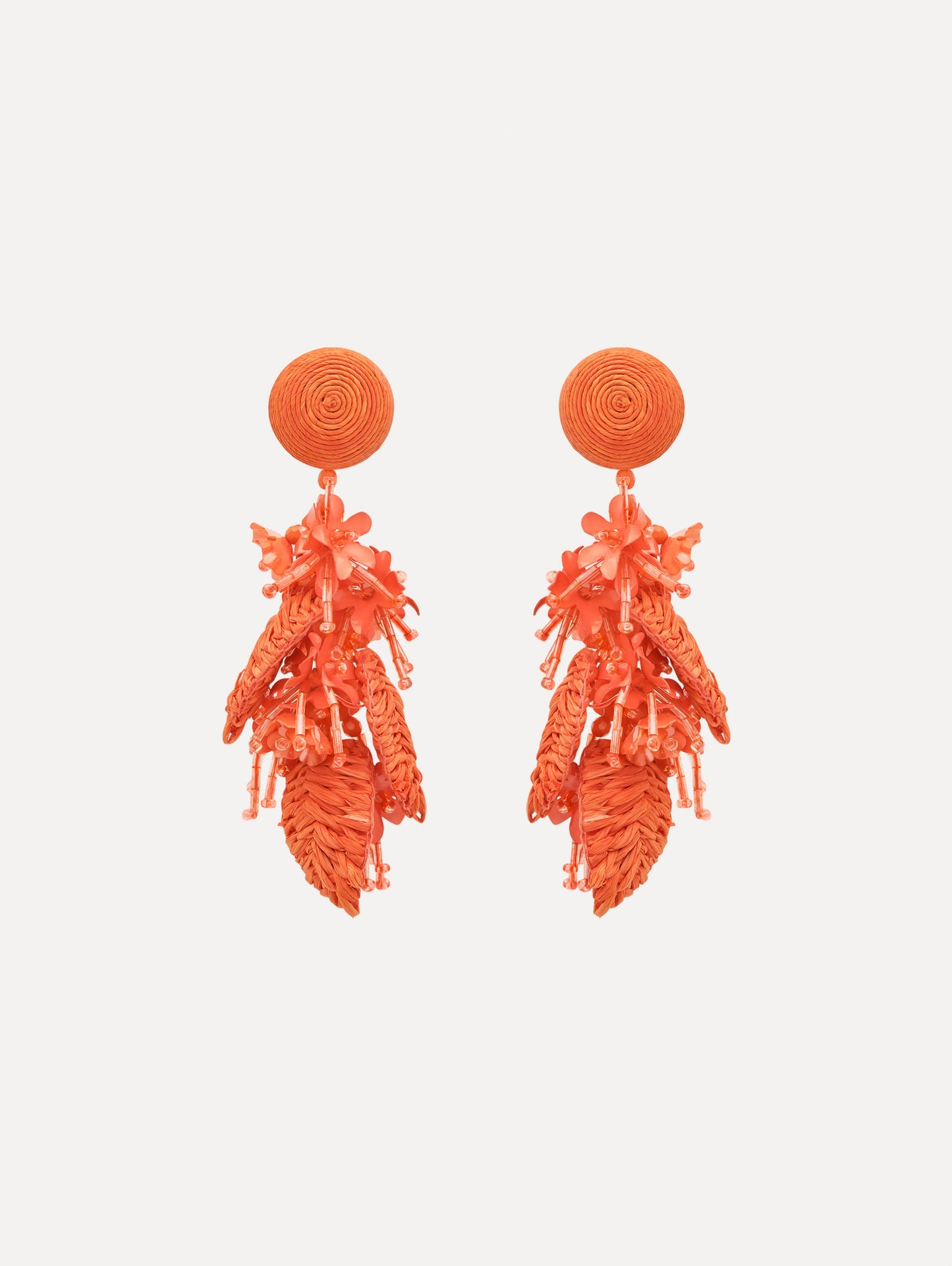 Raffia Tassel Bouquet Clip-On Earrings Orange / Oscar de la Renta