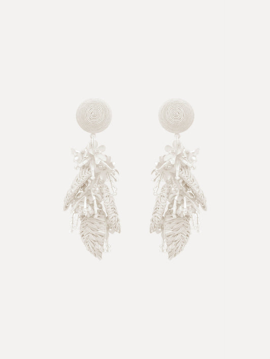 Raffia Tassel Bouquet Clip-On Earrings White / Oscar de la Renta
