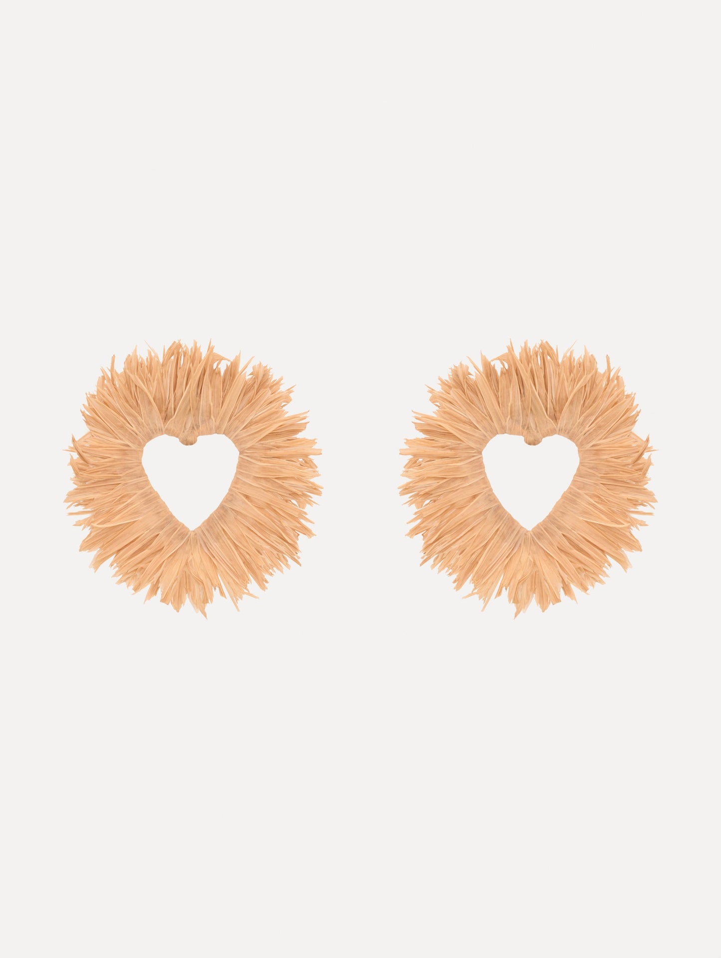 Raffia Heart Earrings Natural / Oscar de la Renta