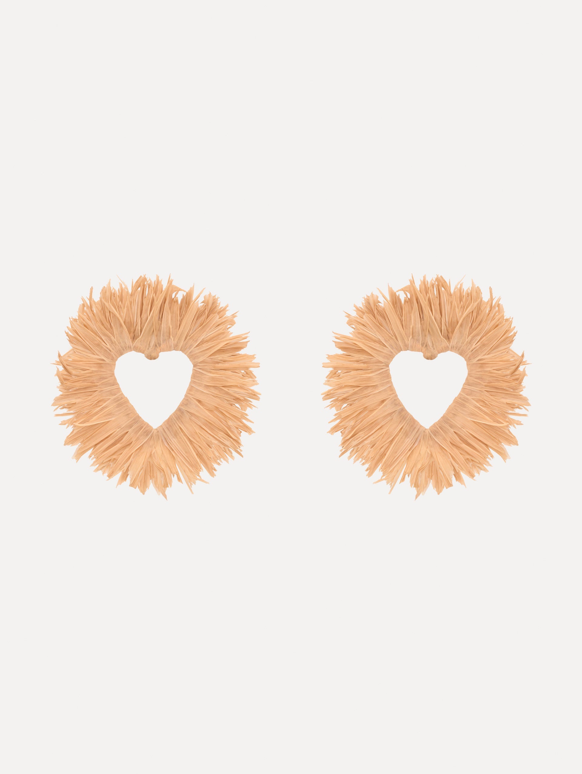 Raffia Heart Earrings Natural / Oscar de la Renta