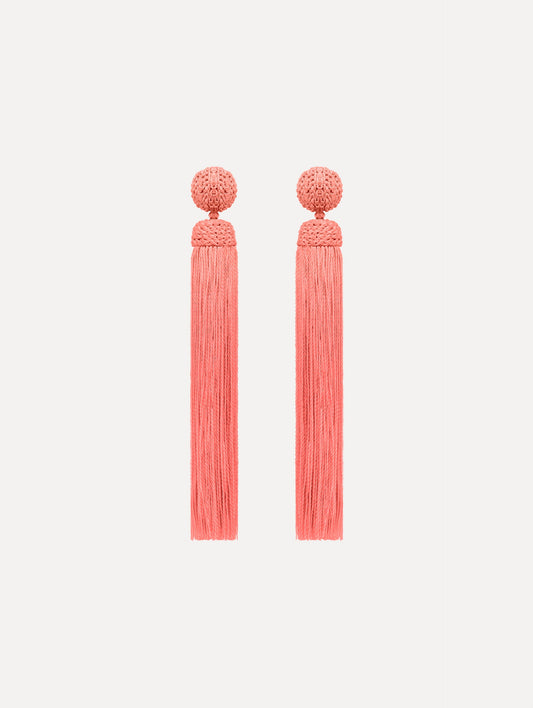 Silk Rope Tassel Clip-On Earrings Guava / Oscar de la Renta