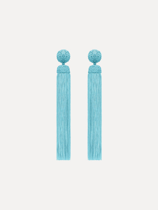 Silk Rope Tassel Clip-On Earrings Saltwater / Oscar de la Renta