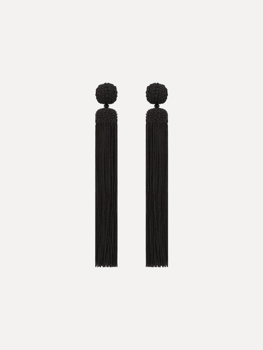 Silk Rope Tassel Clip-On Earrings Black / Oscar de la Renta