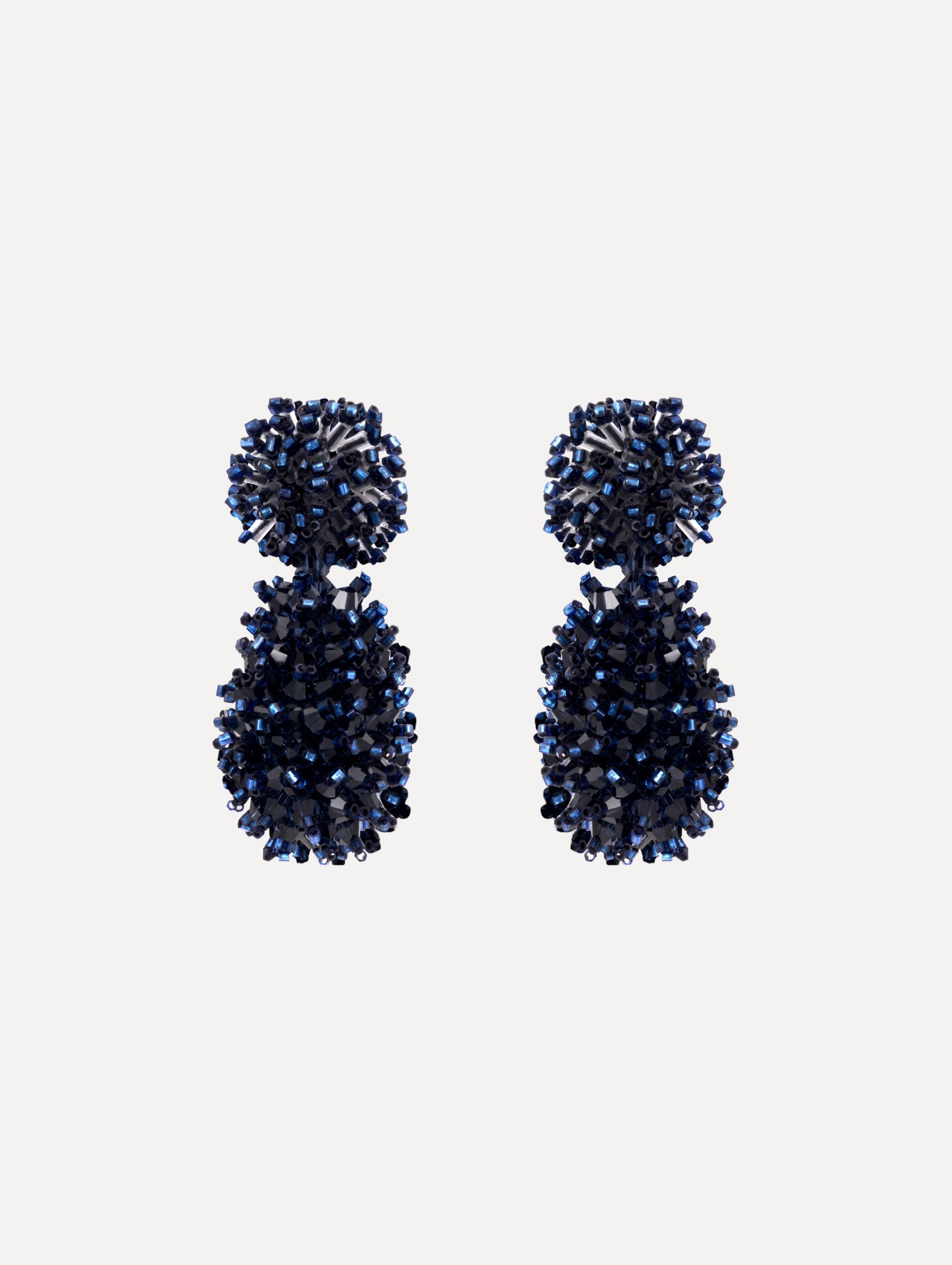 Beaded Cluster Drop Earrings Navy / Oscar de la Renta