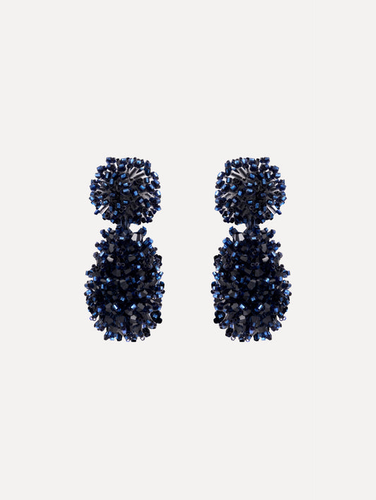 Beaded Cluster Drop Earrings Navy / Oscar de la Renta