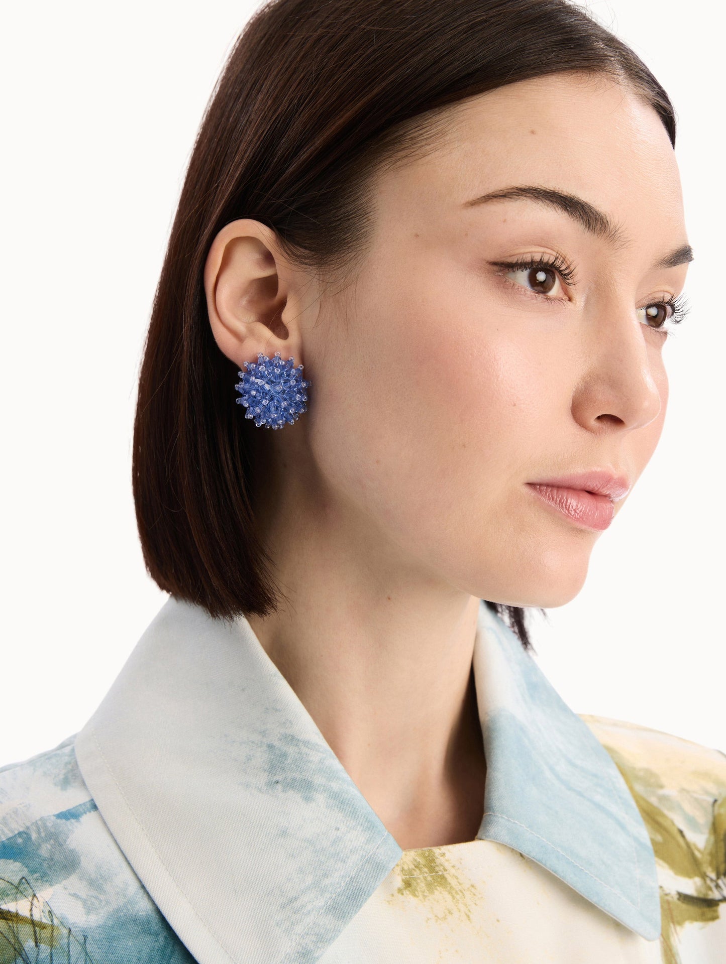 Beaded Cluster Earrings Sapphire / Oscar de la Renta