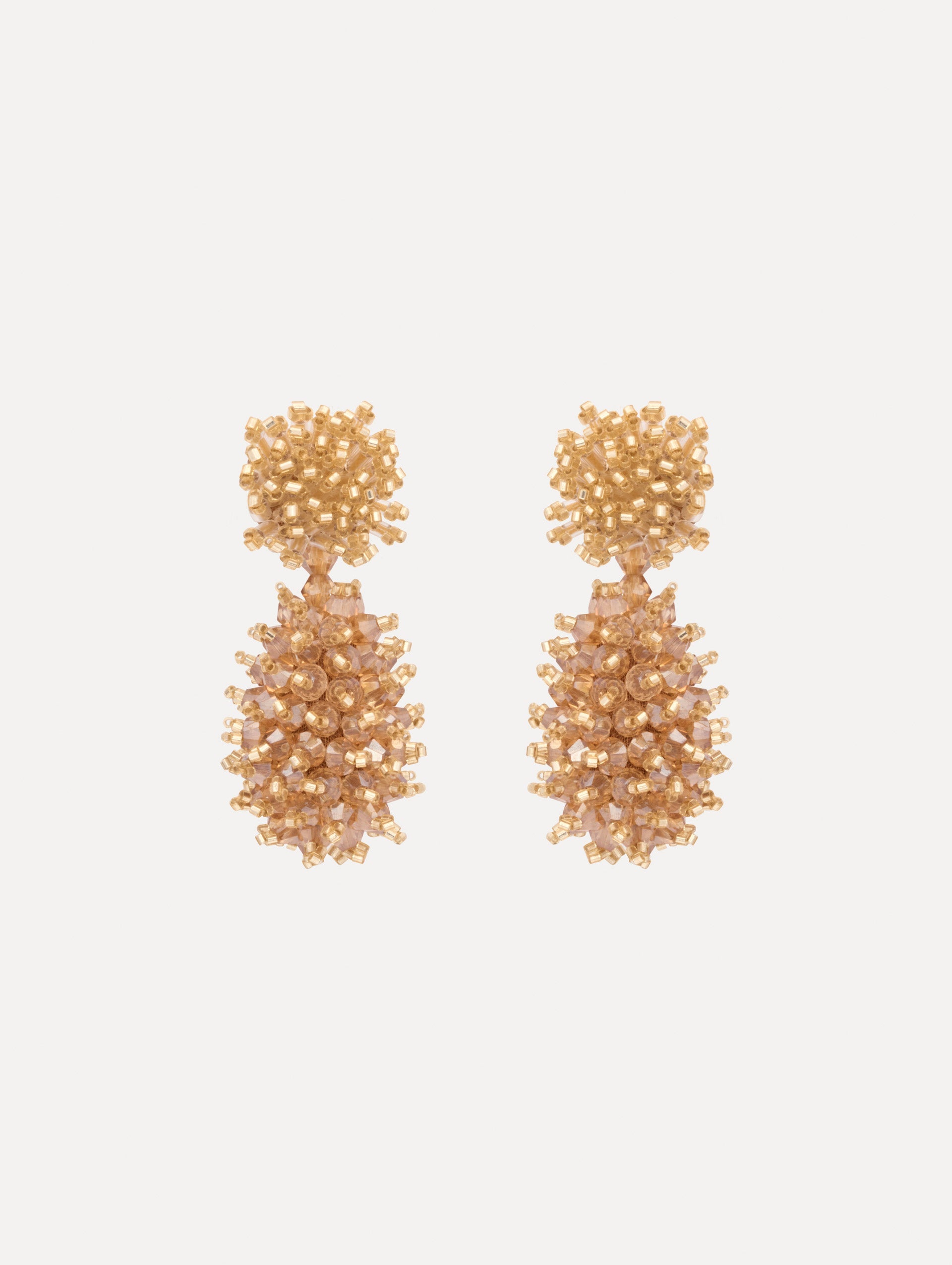 Beaded Cluster Drop Earrings Champagne / Oscar de la Renta