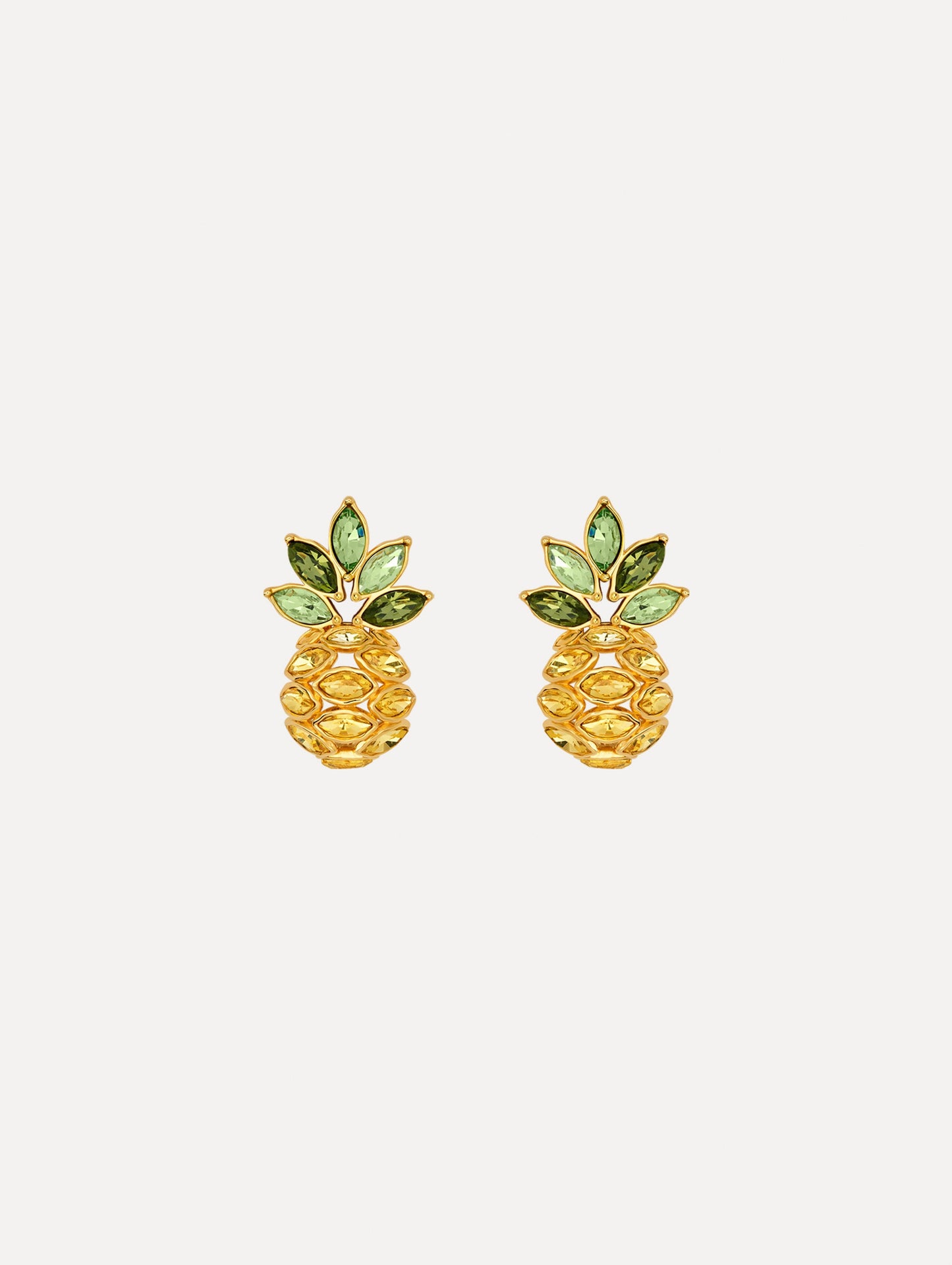 Pineapple Crystal Leaf Clip-On Earrings Citrine / Oscar de la Renta