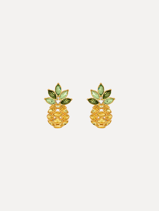 Pineapple Crystal Leaf Clip-On Earrings Citrine / Oscar de la Renta