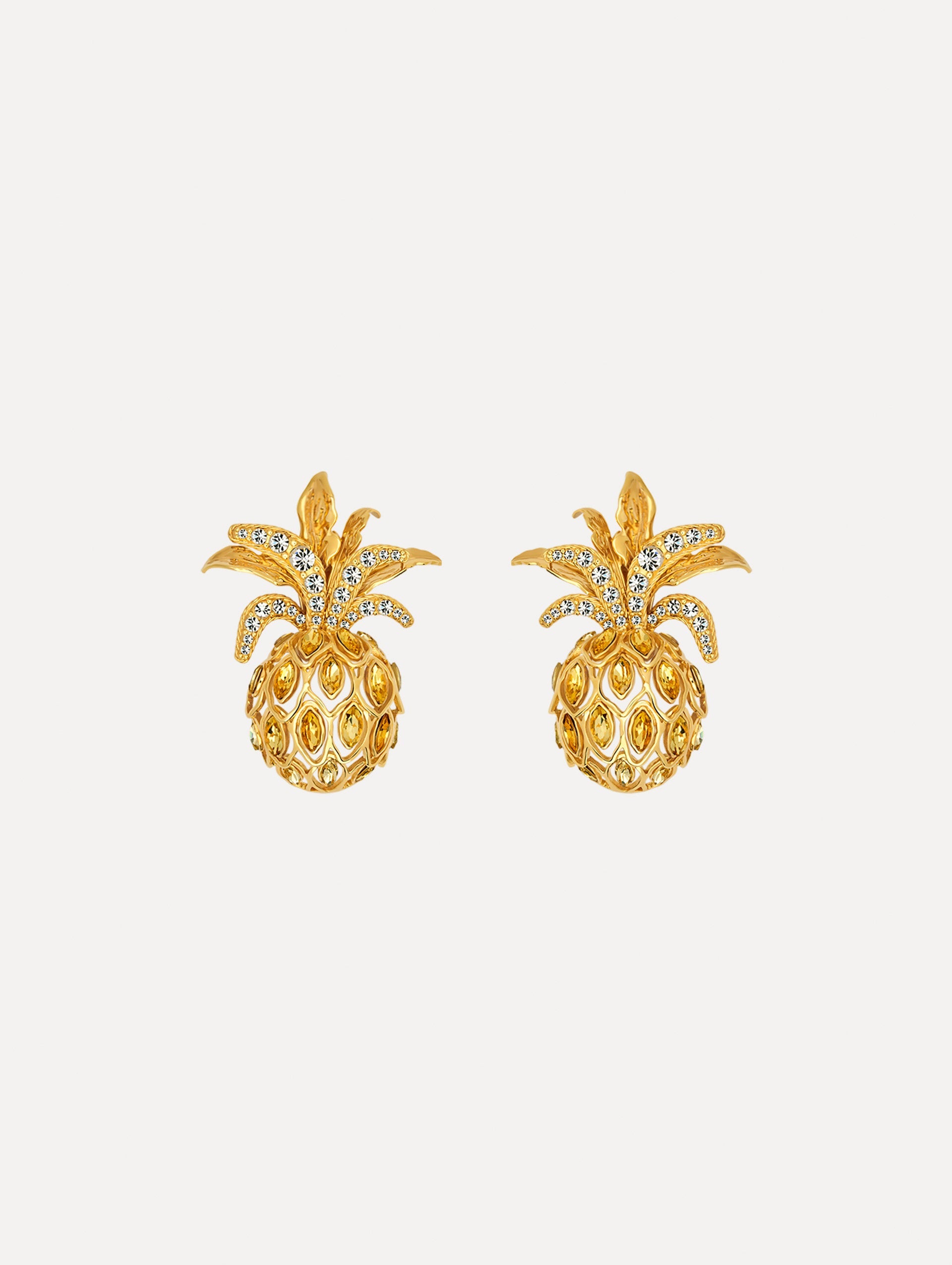 Pineapple Pavé Clip-On Earrings Citrine / Oscar de la Renta