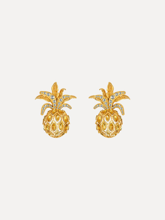 Pineapple Pavé Clip-On Earrings Citrine / Oscar de la Renta