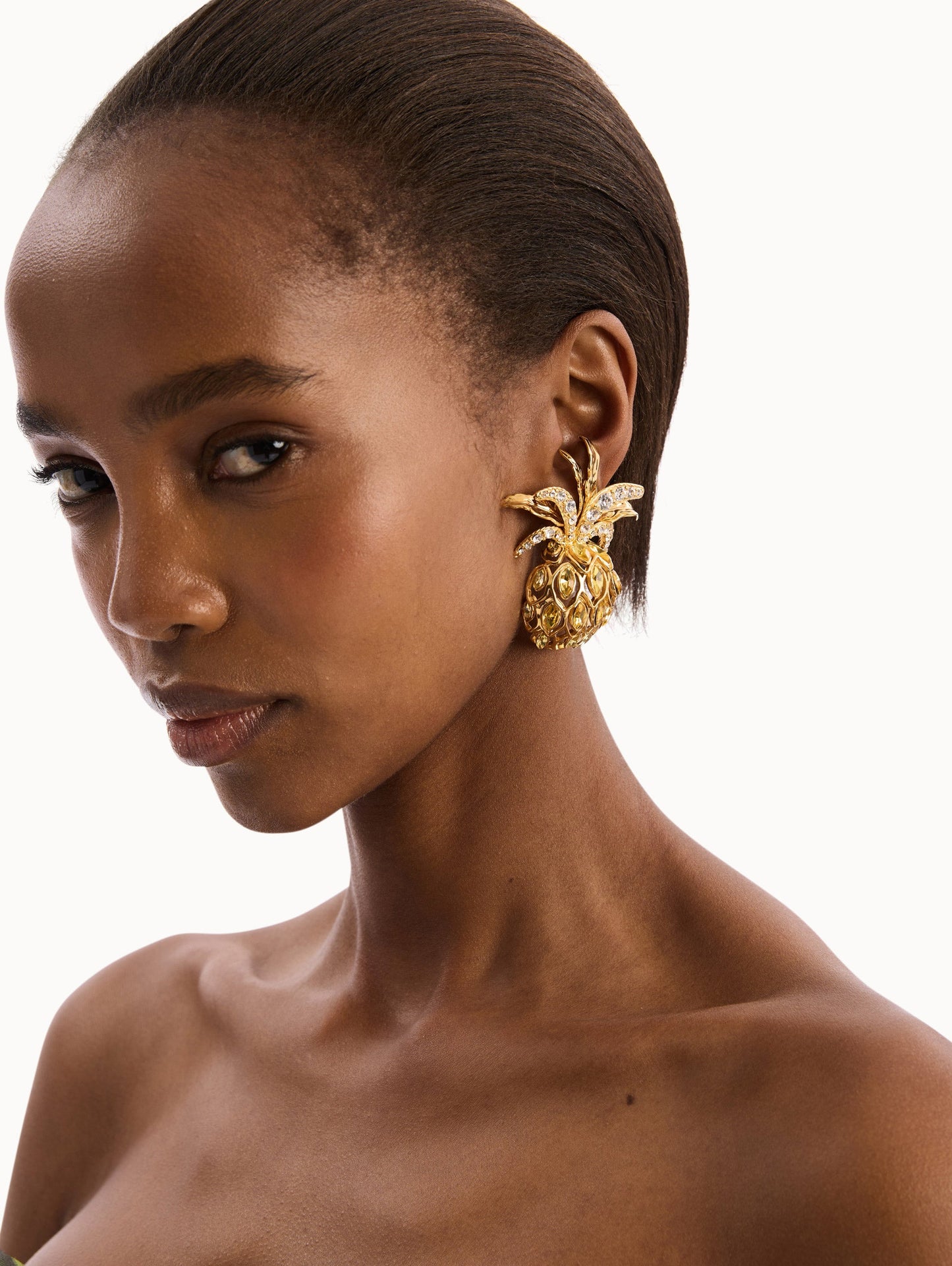 Pineapple Pavé Clip-On Earrings Citrine / Oscar de la Renta