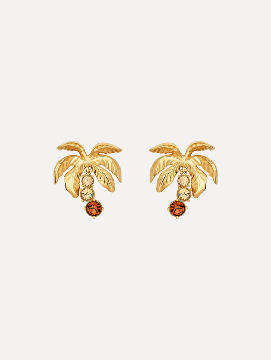Palm Tree Crystal Earrings Topaz / Oscar de la Renta