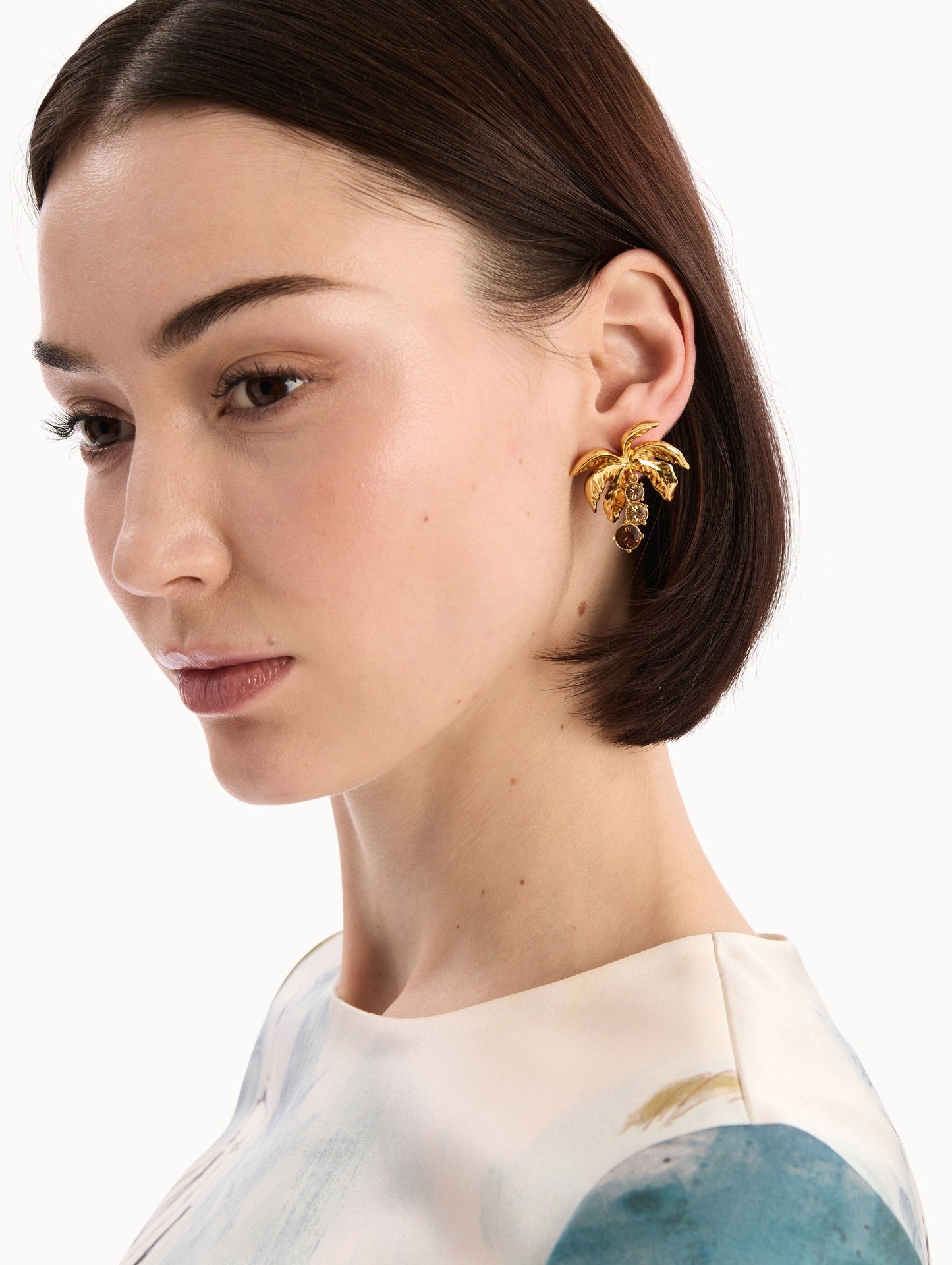 Palm Tree Crystal Earrings Topaz / Oscar de la Renta