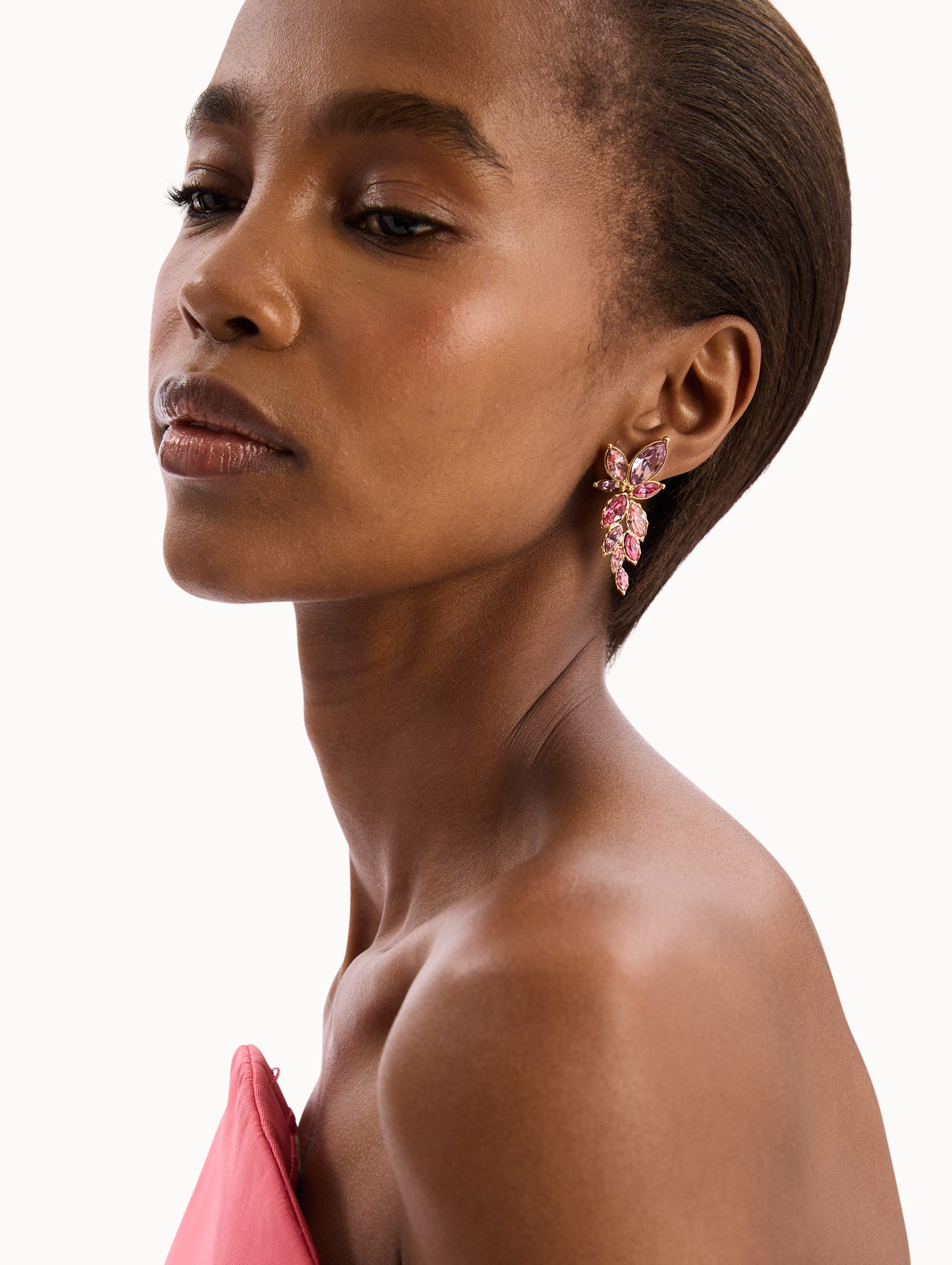Navette Crystal Drop Earrings Rose / Oscar de la Renta
