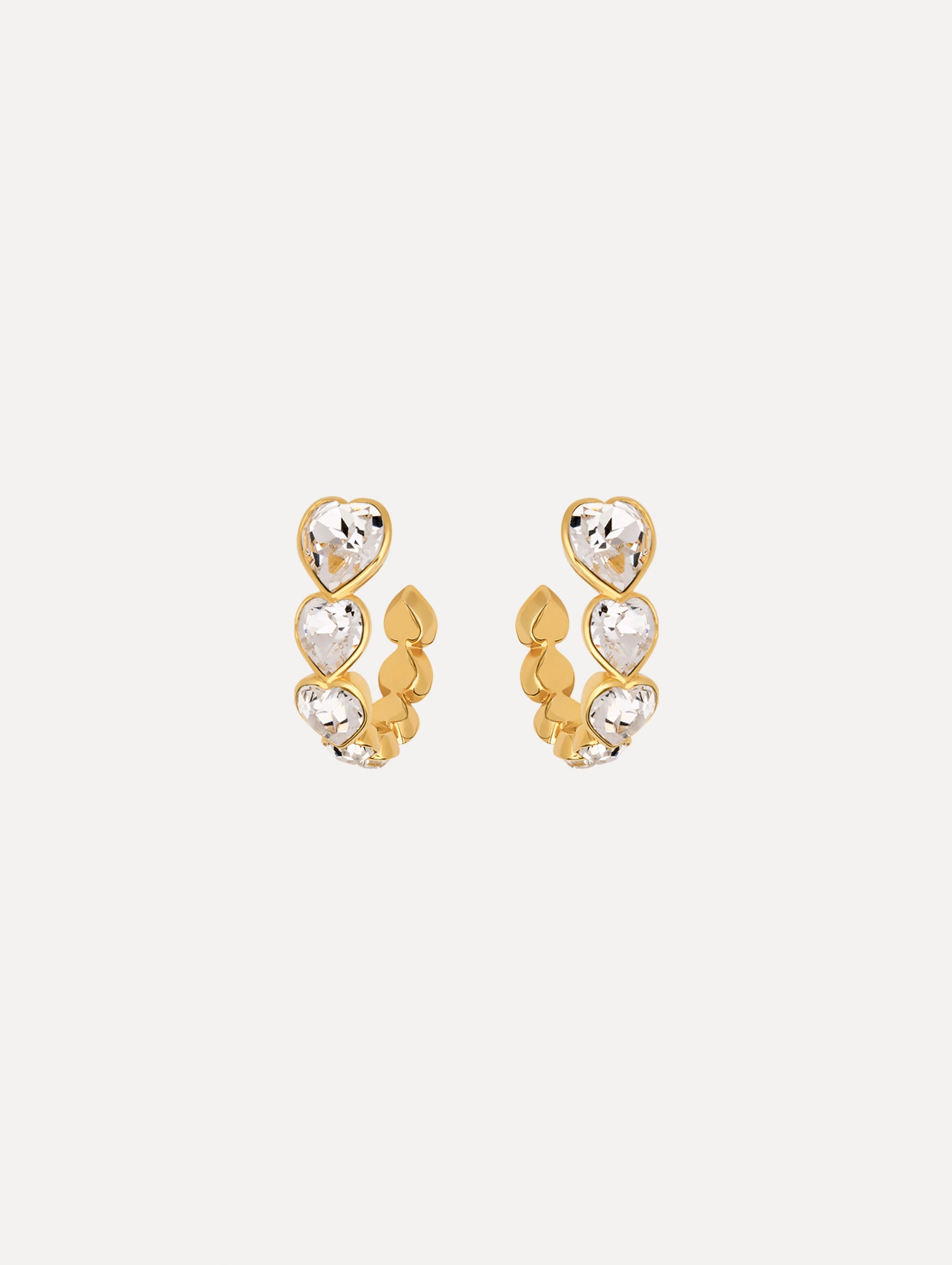 Crystal Heart Hoop Earrings Crystal / Oscar de la Renta