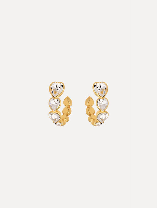 Crystal Heart Hoop Earrings Crystal / Oscar de la Renta