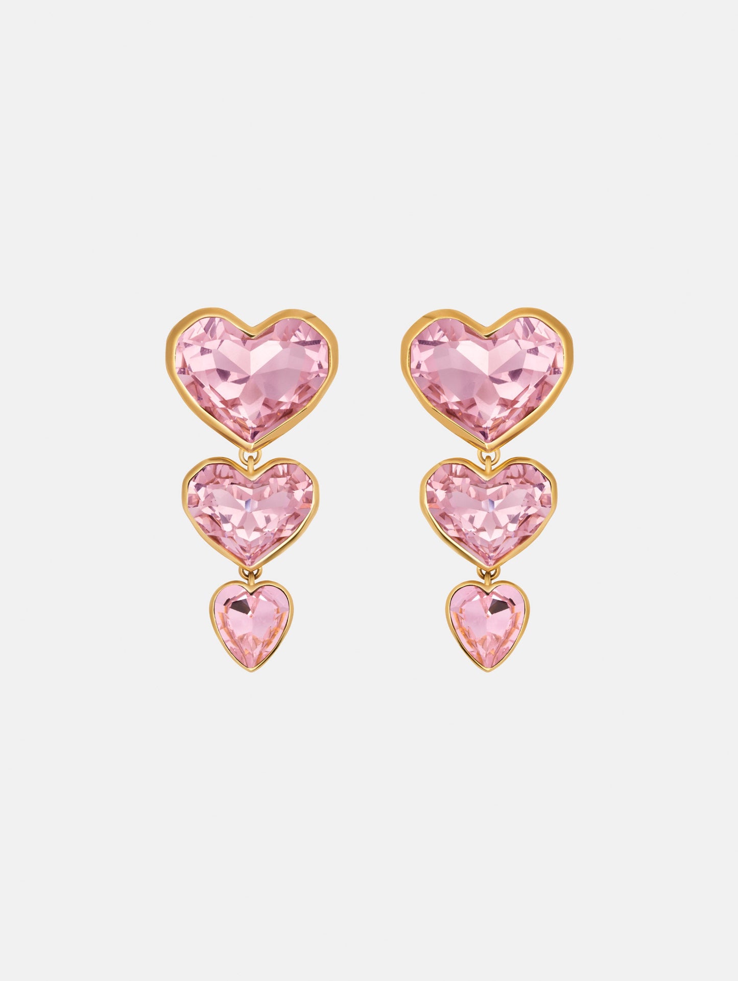 Crystal Heart Drop Clip-On Earrings Pink / Oscar de la Renta